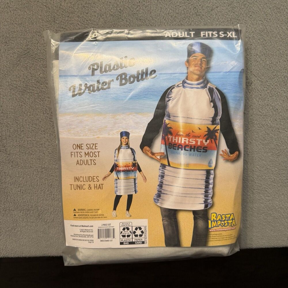 Rasta Imposta Adult Fits S-XL Plastic Water Bottle Halloween Cosplay Costume NEW